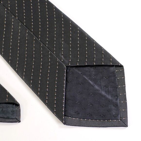 Sadhwnis Black Blrown Woven Striped Wide Pure Silk‎ Tie - Picture 4 of 5